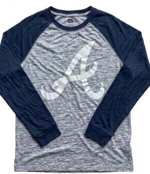 M - New Era Atlanta Braves MLB Long Sleeve Raglan Baseball Tee